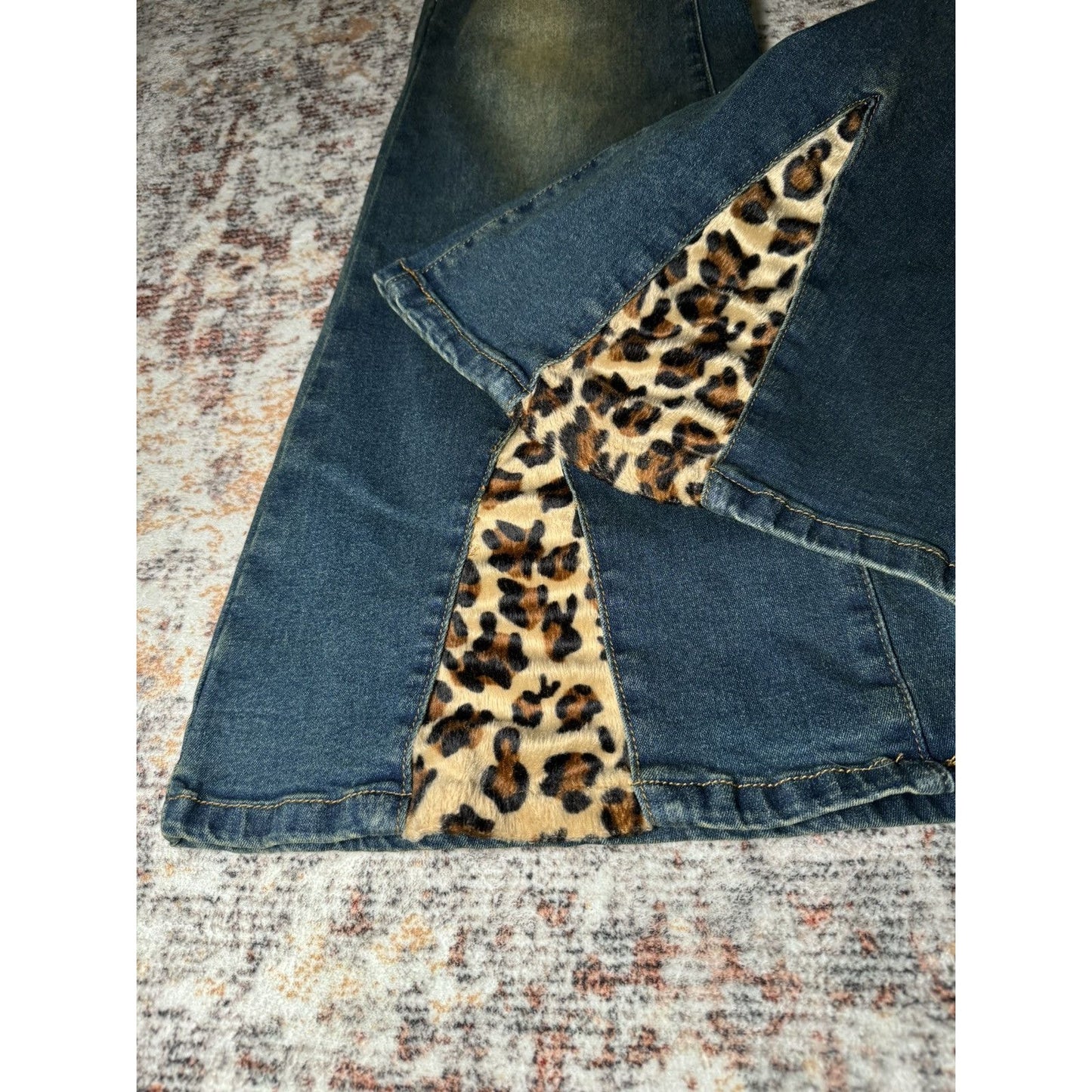 Unknown Japanese Brand Leopard Print Flare Denim