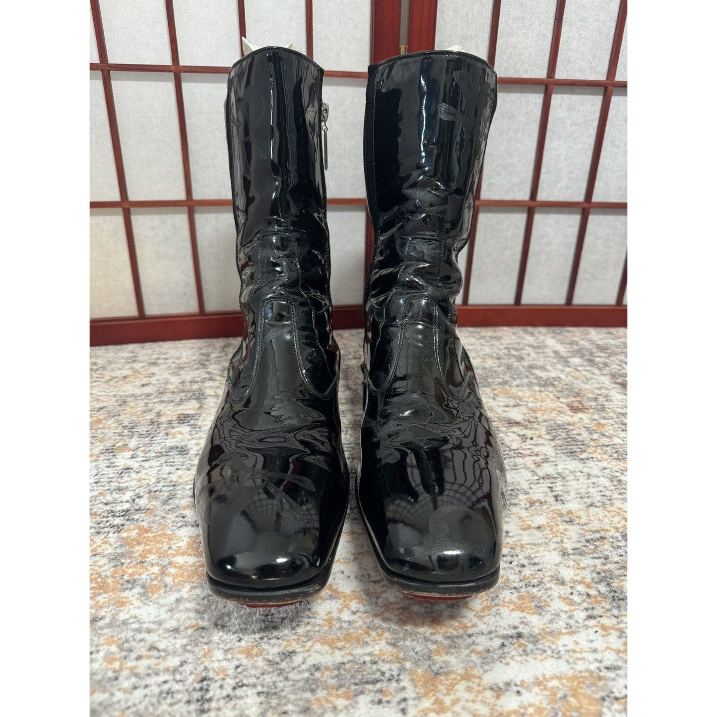 Hiromu Takahara Patent Leather Side Zip Boots