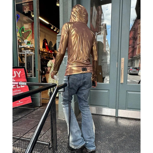 L.G.B. Gold Metallic Zip Hoodie